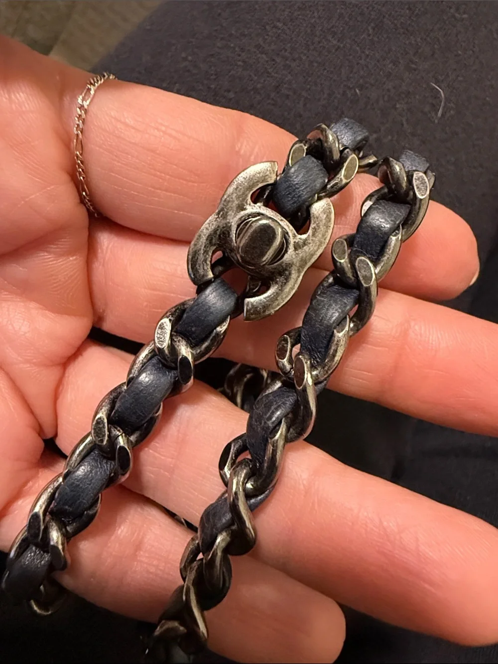 Chanel Blue Leather Wrap Bracelet